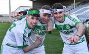 1 December 2019; Ballyhale players, from left, Eoin Kenneally, Evan Shefflin, and Brian Butler celebrate after the AIB Leinster GAA Hurling Senior Club Championship Final match between Ballyhale Shamrocks and St Mullin's at MW Hire O'Moore Park in Portlaoise, Co Laois. Photo by Piaras Ó Mídheach/Sportsfile