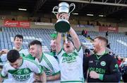 1 December 2019; Evan Shefflin of Ballyhale Shamrocks celebrates with the cup after the AIB Leinster GAA Hurling Senior Club Championship Final match between Ballyhale Shamrocks and St Mullin's at MW Hire O'Moore Park in Portlaoise, Co Laois. Photo by Piaras Ó Mídheach/Sportsfile