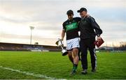 1 December 2019; Nemo Rangers captain Barry O'Driscoll leaves the field with manager Paul O'Donovan following the AIB Munster GAA Football Senior Club Championship Final match between Nemo Rangers and Clonmel Commercials at Fraher Field in Dungarvan, Waterford. Photo by Eóin Noonan/Sportsfile