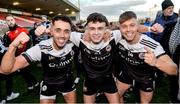 1 December 2019; Kilcoo players Ryan, Shealan, and Jerome Johnston celebrate after the AIB Ulster GAA Football Senior Club Championship Final match between Kilcoo and Naomh Conaill at Healy Park in Omagh, Tyrone. Photo by Oliver McVeigh/Sportsfile