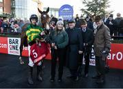 1 December 2019; Jockey Mark Walsh, owner JP McManus and trainer Willie Mullins after sending out Great White Shark to in the Connacht Hotel Handicap during on Day 2 of the Fairyhouse Winter Festival at Fairyhouse Racecourse in Meath. Photo by Harry Murphy/Sportsfile