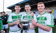 1 December 2019; Ballyhale Shamrocks players, from left, Brian Cody, TJ Reid, and Adrian Mullen celebrate with the cup after the AIB Leinster GAA Hurling Senior Club Championship Final match between Ballyhale Shamrocks and St Mullin's at MW Hire O'Moore Park in Portlaoise, Co Laois. Photo by Piaras Ó Mídheach/Sportsfile