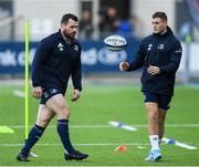 2 December 2019; Cian Healy, left, and Jordan Larmour during Leinster Rugby squad training at Energia Park in Donnybrook, Dublin. Photo by Ramsey Cardy/Sportsfile