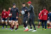 3 December 2019; Conor Murray, centre, in action with Andrew Conway, right, and Mike Healy, left, during a Munster Rugby Training at University of Limerick in Limerick. Photo by Matt Browne/Sportsfile