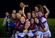 3 December 2019; UL captain Shauna Howley lifting the O’Rourke Cup following the Gourmet Food Parlour HEC Ladies Division 1 League Final match between Dublin City University and University of Limerick at Stradbally GAA, Co Laois. Photo by Eóin Noonan/Sportsfile