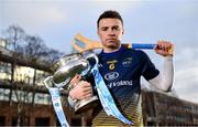 4 December 2019; Rory O’Connor of DCU Dóchas Éireann poses for a portrait with the Fitzgibbon Cup during the Electric Ireland Higher Education GAA Championships Launch and Draw at DCU, Dublin. Photo by Sam Barnes/Sportsfile