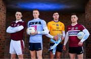 4 December 2019; Kieran Molloy of NUIG, Ray Connellan of UCD, Brendan McCole of DCU Dóchas Éireann and Liam Rafferty of St Mary's College, with the Sigerson Cup during the Electric Ireland Higher Education GAA Championships Launch and Draw at DCU, Dublin. Photo by Sam Barnes/Sportsfile