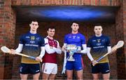4 December 2019; Riain McBride of DCU Dóchas Éireann, Paul Hoban of NUIG, Tim O’Mahoney of Mary Immaculate College and Rory O’Connor of DCU Dóchas Éireann with the Fitzgibbon Cup during the Electric Ireland Higher Education GAA Championships Launch and Draw at DCU, Dublin. Photo by Sam Barnes/Sportsfile