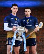 4 December 2019; Riain McBride, left, and Rory O’Connor of DCU Dóchas Éireann with the Fitzgibbon Cup during the Electric Ireland Higher Education GAA Championships Launch and Draw at DCU, Dublin. Photo by Sam Barnes/Sportsfile