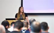 4 December 2019; Maeve Galvin, Sponsorship Programme Manager, Electric Ireland, speaking during the Electric Ireland Higher Education GAA Championships Launch and Draw at DCU, Dublin. Photo by Piaras Ó Mídheach/Sportsfile