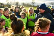 4 December 2019; Christy McElligott, FAI Football For All, talks to players during the FAI Getting Girls Active Programme at Crumlin United, Windmill Road, Dublin. Photo by Seb Daly/Sportsfile
