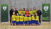 5 December 2019; The players and coaches of St. Clare's Comprehensive School, Manorhamilton, Co Leitrim, prior to the FAI Post Primary Schools Futsal National Finals in the WIT Arena, Waterford United. Photo by David Fitzgerald/Sportsfile