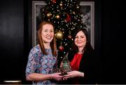 5 December 2019; Cork legend Rena Buckley of Donoughmore is presented with The Croke Park / LGFA Player of the Month award for November by Ina Lazar, Sales Manager, The Croke Park, at The Croke Park in Jones Road, Dublin. Rena sparkled as Donoughmore claimed the 2019 All-Ireland Junior club title, scoring 1-6 in the semi-final victory over Navan O’Mahonys, before adding 0-7 in a Player of the Match performance in the Final victory over MacHale Rovers. Photo by Eóin Noonan/Sportsfile