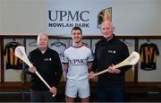 5 December 2019; Nine times All-Ireland hurling medal winner for Kilkenny Noel Skehan, Kilkenny hurler Eoin Murphy, and Kilkenny Senior hurling manager Brian Cody, right, at the official announcement of UPMC’s ten-year naming right partnership with Kilkenny GAA that sees the home of Kilkenny GAA renamed UPMC Nowlan Park. This announcement complements UPMC’s association with the GAA / GPA as official healthcare partner to Gaelic players, the established National Concussion Symposium and the UPMC Concussion Network, the first nationwide network established for concussion diagnosis and care. UPMC is the main sponsor of the Waterford IT Vikings GAA Club and headline sponsor of the 2020 UPMC Ashbourne Cup Weekend. Photo by Sam Barnes/Sportsfile