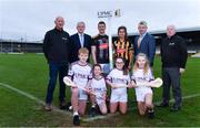 5 December 2019; In attendance at the official announcement of UPMC’s ten-year naming right partnership with Kilkenny GAA that sees the home of Kilkenny GAA renamed UPMC Nowlan Park, are,  backrow from left, Kilkenny Senior hurling manager Brian Cody, Kilkenny hurler Eoin Murphy, Kilkenny camogie player Katie Power, David Beirne and Nine times All-Ireland hurling medal winner for Kilkenny Noel Skehan, with front row, from left,  Jeff Tyrrell, aged 12, Bill Trehy, aged 11, Ruth Nelson, aged 12, and Holly Kinchella, aged 12, from St Johns NS, Co. Kilkenny. This announcement complements UPMC’s association with the GAA / GPA as official healthcare partner to Gaelic players, the established National Concussion Symposium and the UPMC Concussion Network, the first nationwide network established for concussion diagnosis and care. UPMC is the main sponsor of the Waterford IT Vikings GAA Club and headline sponsor of the 2020 UPMC Ashbourne Cup Weekend. Photo by Sam Barnes/Sportsfile