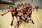 5 December 2019; Players of Presentation Secondary School, Thurles, Co Tipperary celebrate following the match between Scoil Mhuire SS Buncrana and Presentation SS Thurles at the FAI Post Primary Schools Futsal National Finals in the WIT Arena, Waterford United. Photo by David Fitzgerald/Sportsfile