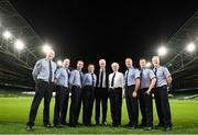 5 December 2019; Republic of Ireland Manager Mick McCarthy, centre, with members of An Garda Síochána, from left, Sargent Michael Nagle, Garda Mark Walsh, Garda John Donnelly, Garda Susan Lauster, Chief-Superintendent Lorraine Wheatley, Inspector Christopher Grogan, Garda Shane Griffin and Sargent Colm Kelly at the launch of the 2019 Dublin South Central Garda Youth Awards, in association with Aviva. The awards celebrate outstanding young people aged between 13 and 21 years of age and recognise the good work being done by young people throughout the communities of Dublin South Central. See garda.ie for further details. Photo by Eóin Noonan/Sportsfile