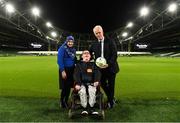 5 December 2019; Republic of Ireland Manager Mick McCarthy with Zahida Bano and Brandon Warren-Dowling at the launch of the 2019 Dublin South Central Garda Youth Awards, in association with Aviva. The awards celebrate outstanding young people aged between 13 and 21 years of age and recognise the good work being done by young people throughout the communities of Dublin South Central. See garda.ie for further details. Photo by Eóin Noonan/Sportsfile