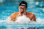 6 December 2019; Darragh Greene of Ireland competes in the heats of the Men's 100m Breaststroke during day three of the European Short Course Swimming Championships 2019 at Tollcross International Swimming Centre in Glasgow, Scotland. Photo by Joseph Kleindl/Sportsfile