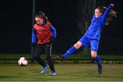 6 December 2019; Aaliyah Murtagh of Ringsend in action against Ellie Spain of Ringsend during the Late Nite League Finals at Irishtown Stadium in Dublin. Photo by Harry Murphy/Sportsfile
