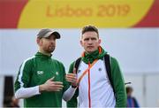 7 December 2019; Ireland athletes Kevin Maunsell, left, and Liam Brady ahead of the start of the European Cross Country Championships 2019 at Bela Vista Park in Lisbon, Portugal. Photo by Sam Barnes/Sportsfile