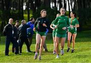 7 December 2019; Ireland athletes, Sorcha McAlister, left, and Claire Fagan ahead of the start of the European Cross Country Championships 2019 at Bela Vista Park in Lisbon, Portugal. Photo by Sam Barnes/Sportsfile