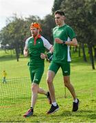 7 December 2019; Ireland athletes Eoin Pierce, left, and Cathal Doyle ahead of the start of the European Cross Country Championships 2019 at Bela Vista Park in Lisbon, Portugal. Photo by Sam Barnes/Sportsfile