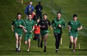 7 December 2019; Ireland athletes from left, Jack O'Leary, Peter Lynch, Brian Fay, Cormac Dalton and David McGlynn ahead of the start of the European Cross Country Championships 2019 at Bela Vista Park in Lisbon, Portugal. Photo by Sam Barnes/Sportsfile