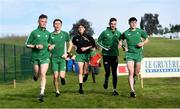 7 December 2019; Ireland athletes from left, Jack O'Leary, Peter Lynch, Brian Fay, Cormac Dalton and David McGlynn ahead of the start of the European Cross Country Championships 2019 at Bela Vista Park in Lisbon, Portugal. Photo by Sam Barnes/Sportsfile