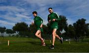 7 December 2019; Ireland athletes Damien Landers and Conor Bradley ahead of the start of the European Cross Country Championships 2019 at Bela Vista Park in Lisbon, Portugal. Photo by Sam Barnes/Sportsfile