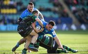 7 December 2019; Rónan Kelleher of Leinster is tackled by Cobus Reinach, left, and Ehren Painter of Northampton Saints during the Heineken Champions Cup Pool 1 Round 3 match between Northampton Saints and Leinster at Franklins Gardens in Northampton, England. Photo by Ramsey Cardy/Sportsfile