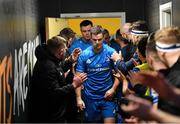 7 December 2019; Leinster captain Jonathan Sexton leads his side out ahead of the Heineken Champions Cup Pool 1 Round 3 match between Northampton Saints and Leinster at Franklins Gardens in Northampton, England. Photo by Ramsey Cardy/Sportsfile