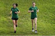 7 December 2019; Ireland athletes Fionnuala Ross, left, and Ciara Mageean ahead of the start of the European Cross Country Championships 2019 at Bela Vista Park in Lisbon, Portugal. Photo by Sam Barnes/Sportsfile