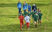 7 December 2019; Athletes, including Irish athletes, from left, Jamie Battle, Damien Landers, Shay McEvoy, Daragh McElhinney, Thomas McStay, Keelan Kilrehill and Efrem Gidey  ahead of the start of the European Cross Country Championships 2019 at Bela Vista Park in Lisbon, Portugal. Photo by Sam Barnes/Sportsfile