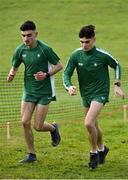 7 December 2019; Ireland athletes Keelan Kilrehill, left, and Daragh McElhinney ahead of the start of the European Cross Country Championships 2019 at Bela Vista Park in Lisbon, Portugal. Photo by Sam Barnes/Sportsfile