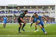 7 December 2019; Ross Byrne of Leinster on his way to scoring his side's fifth try during the Heineken Champions Cup Pool 1 Round 3 match between Northampton Saints and Leinster at Franklins Gardens in Northampton, England. Photo by Ramsey Cardy/Sportsfile