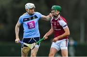 20 January 2019; David Fitzgerald of UCD tangles with Brian Concannon of NUI Galway, before Fitzgerald was shown a yellow card by referee Paud O'Dwyer, during the Electric Ireland Fitzgibbon Cup Round 1 match between University College Dublin and NUI Galway at Billings Park in UCD, Belfield, Dublin. Photo by Piaras Ó Mídheach/Sportsfile