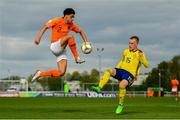 3 May 2019; Ki-Jana Hoever of Netherlands in action against Totte Holmkvist of Sweden during the 2019 UEFA European Under-17 Championships Group B match between Netherlands and Sweden at the Regional Sports Centre in Waterford United. Photo by Ramsey Cardy/Sportsfile