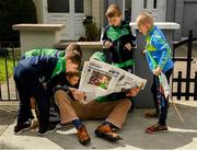 16 June 2019; Oran Crowley, 11, Stalker Wallace, Ben Egan, 6, Mike Carroll, Ted Egan, 9, David Magner, 9, and Jack Egan, 8, all from Effin, read a paper before the Munster GAA Hurling Senior Championship Round 5 match between Tipperary and Limerick in Semple Stadium in Thurles, Tipperary. Photo by Ray McManus/Sportsfile