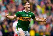11 August 2019; Stephen O'Brien of Kerry celebrates after scoring his side's first goal of the game during the GAA Football All-Ireland Senior Championship Semi-Final match between Kerry and Tyrone at Croke Park in Dublin. Photo by Eóin Noonan/Sportsfile