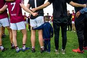 9 June 2019; Senan Lawlor, age three, from Rosemount, Co. Westmeath, joins in the team huddle following the GAA Football All-Ireland Senior Championship Round 1 match between Westmeath and Waterford at TEG Cusack Park in Mullingar, Westmeath. Photo by Harry Murphy/Sportsfile
