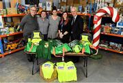 8 December 2019; Republic of Ireland manager Mick McCarthy was on hand today to hand over Republic of Ireland bags filled with jerseys, footballs, scarfs & other merchandise to St Vincent De Paul staff, at the St Vincent De Paul depot on Sean McDermott Street, Summerhill, Dublin. The gifts are part of an annual Christmas donation for families in need. Pictured are, from left, St Vincent De Paul staff, Liam Casey, East Region President, Colm Kenny, Area Manager, East Region Retail, Sorcha Holmes, Fundraising Manager, East Region, and Lynn Byrne, East Region Retail Manager, with Republic of Ireland manager Mick McCarthy, at the St Vincent De Paul depot on Sean McDermott Street, Summerhill, Dublin. Photo by Seb Daly/Sportsfile