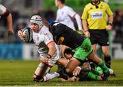 7 December 2019; Luke Marshall of Ulster is tackled by Joe Marler of Harlequins during the Heineken Champions Cup Pool 3 Round 3 match between Ulster and Harlequins at Kingspan Stadium in Belfast. Photo by Oliver McVeigh/Sportsfile