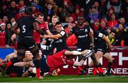 7 December 2019; Peter O’Mahony of Munster dives over to score his side's first try during the Heineken Champions Cup Pool 4 Round 3 match between Munster and Saracens at Thomond Park in Limerick. Photo by Seb Daly/Sportsfile