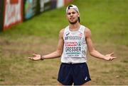 8 December 2019; Jimmy Gressier of France celebrates winning the Men's U23 event during the European Cross Country Championships 2019 at Bela Vista Park in Lisbon, Portugal. Photo by Sam Barnes/Sportsfile