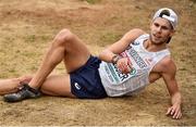 8 December 2019; Jimmy Gressier of France celebrates winning the Men's U23 event during the European Cross Country Championships 2019 at Bela Vista Park in Lisbon, Portugal. Photo by Sam Barnes/Sportsfile