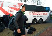 8 December 2019; Quinn Roux of Connacht arrives ahead of the Heineken Champions Cup Pool 5 Round 3 match between Gloucester and Connacht at Kingsholm Stadium in Gloucester, England. Photo by Ramsey Cardy/Sportsfile