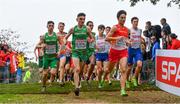 8 December 2019; Ireland athletes, from left, Daragh McElhinney, Keelan Kilrehill and Efrem Gidey competing in the Men's U20 event during the European Cross Country Championships 2019 at Bela Vista Park in Lisbon, Portugal. Photo by Sam Barnes/Sportsfile