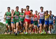 8 December 2019; Ireland athletes, from left, Daragh McElhinney, Keelan Kilrehill and Efrem Gidey and eventual first place winner Jakob Ingebrigtsen of Norway, third from right, competing in the Men's U20 event during the European Cross Country Championships 2019 at Bela Vista Park in Lisbon, Portugal. Photo by Sam Barnes/Sportsfile