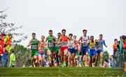 8 December 2019; Ireland athletes, from left, Daragh McElhinney, Keelan Kilrehill and Efrem Gidey and eventual first place winner Jakob Ingebrigtsen of Norway, third from right, competing in the Men's U20 event during the European Cross Country Championships 2019 at Bela Vista Park in Lisbon, Portugal. Photo by Sam Barnes/Sportsfile